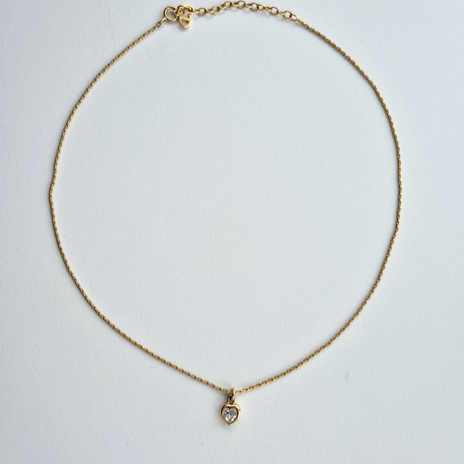 Dior Gold Crystal Heart Charm Necklace