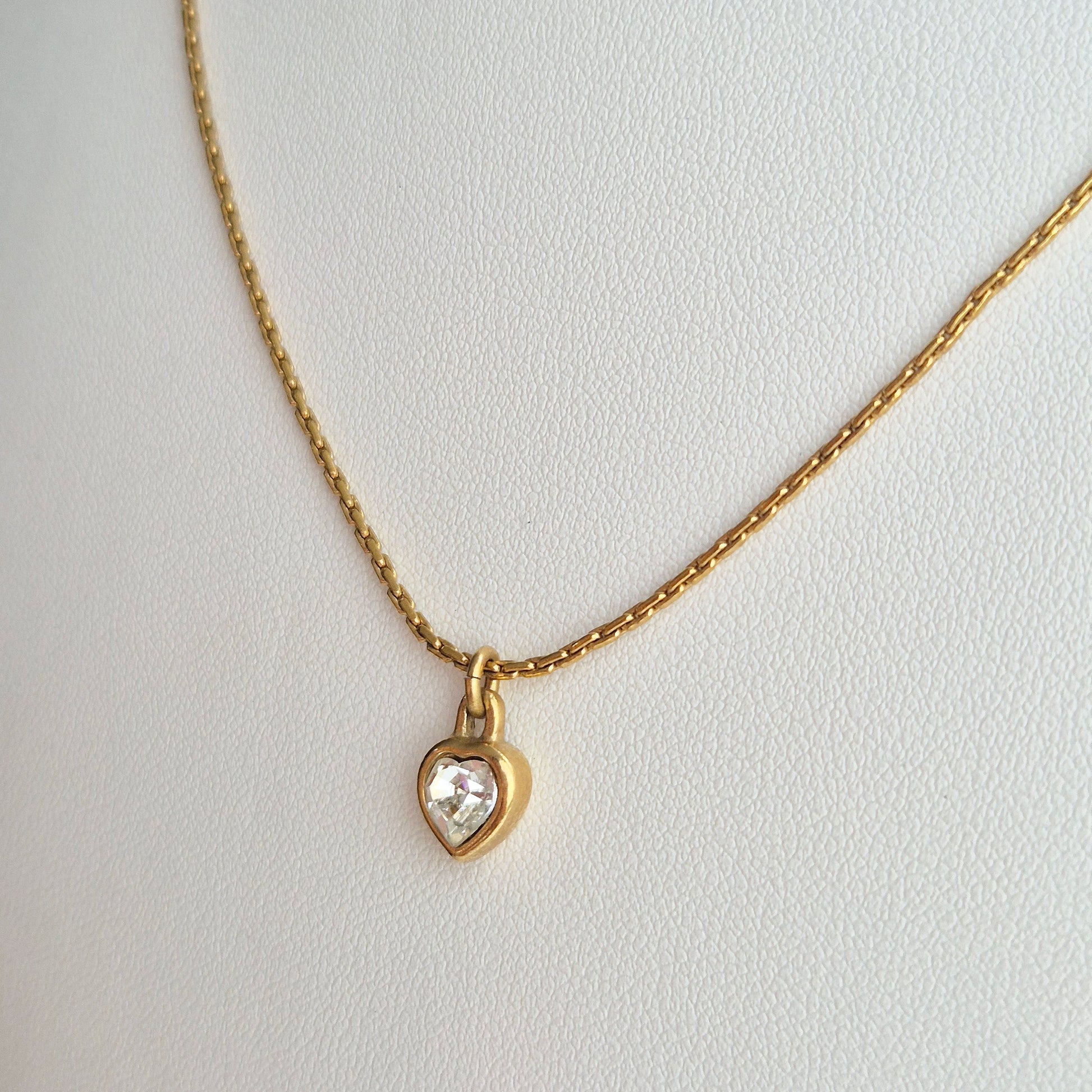 Dior Gold Crystal Heart Charm Necklace