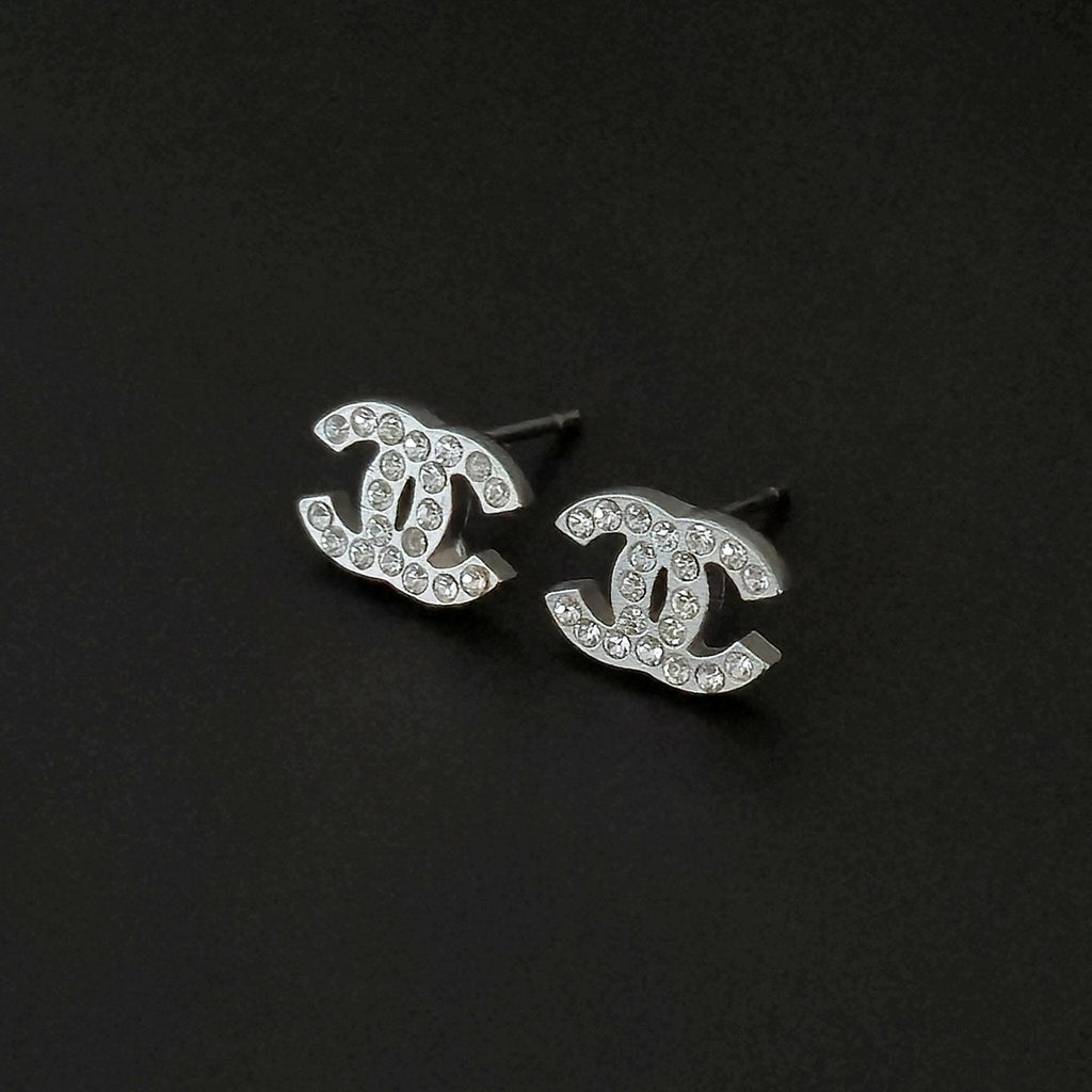 Chanel Silver Crystal CC Earrings - with Box - The Luxury VintageChanel Silver Crystal CC Earrings - with BoxThe Luxury VintageChanel Silver Crystal CC Earrings - with Box
