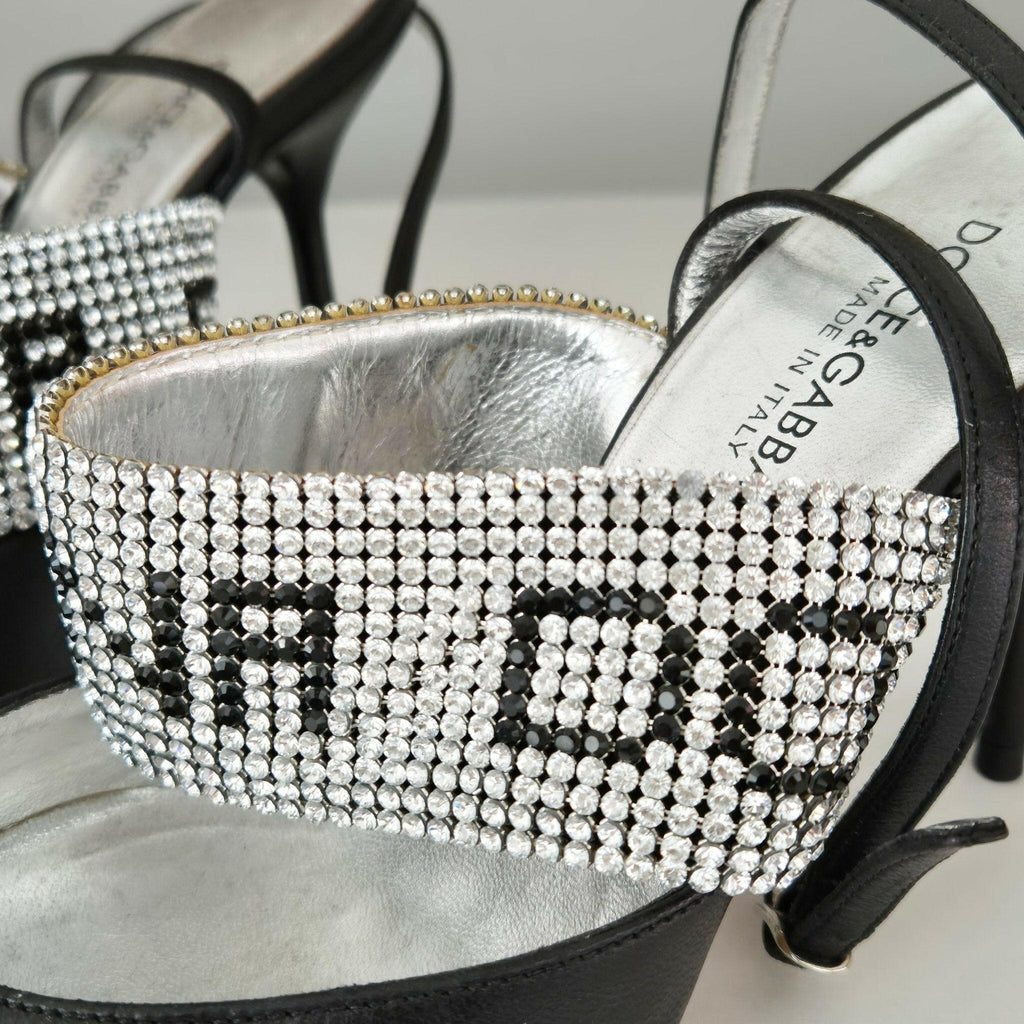 Dolce & Gabbana Black Leather Crystal Heels - 4.5UK - The Luxury VintageDolce & Gabbana Black Leather Crystal Heels - 4.5UKThe Luxury VintageDolce & Gabbana Black Leather Crystal Heels - 4.5UK