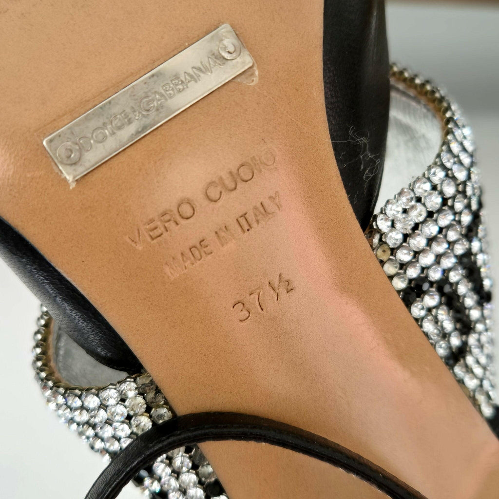 Dolce & Gabbana Black Leather Crystal Heels - 4.5UK - The Luxury VintageDolce & Gabbana Black Leather Crystal Heels - 4.5UKThe Luxury VintageDolce & Gabbana Black Leather Crystal Heels - 4.5UK