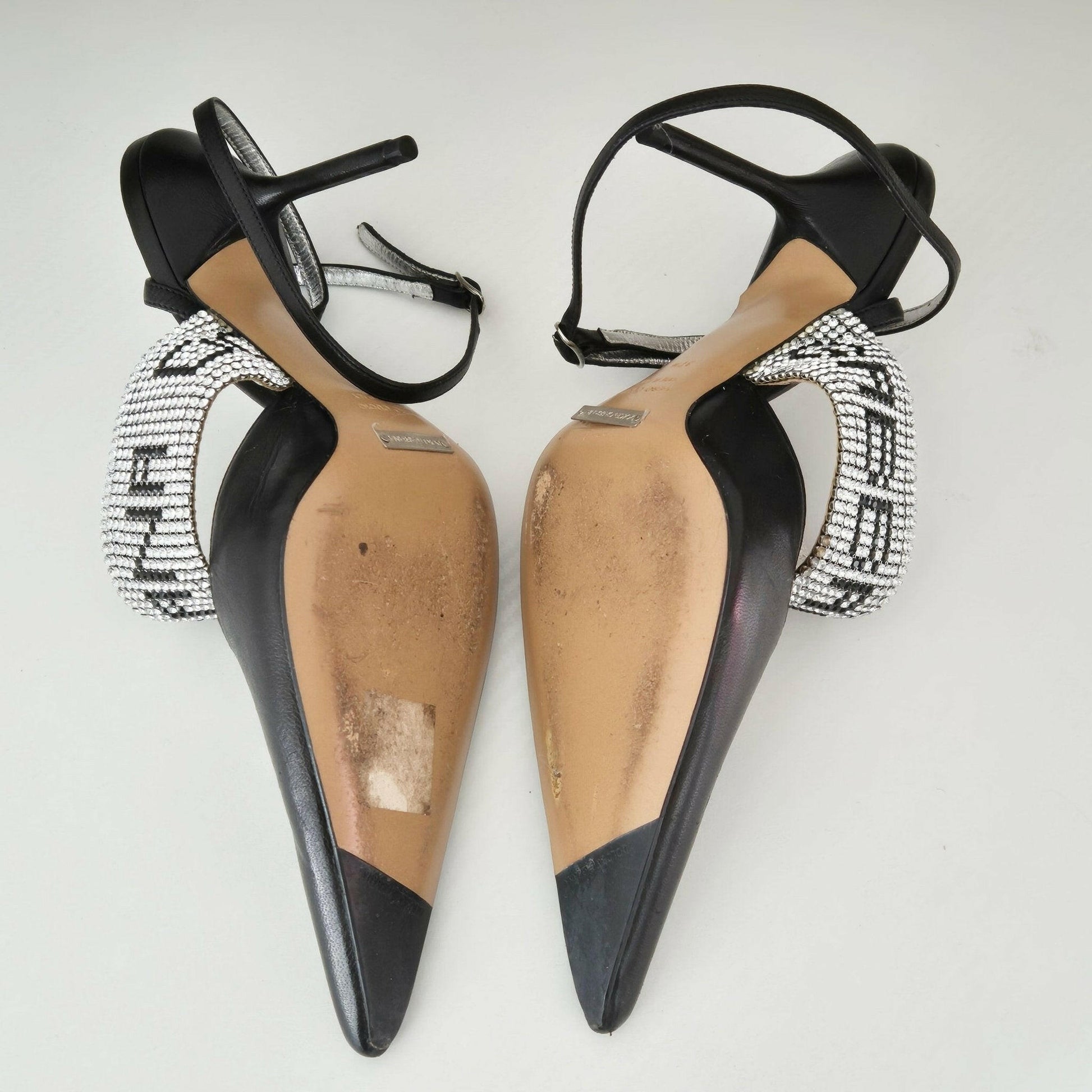 Dolce & Gabbana Black Leather Crystal Heels - 4.5UK - The Luxury VintageDolce & Gabbana Black Leather Crystal Heels - 4.5UKThe Luxury VintageDolce & Gabbana Black Leather Crystal Heels - 4.5UK