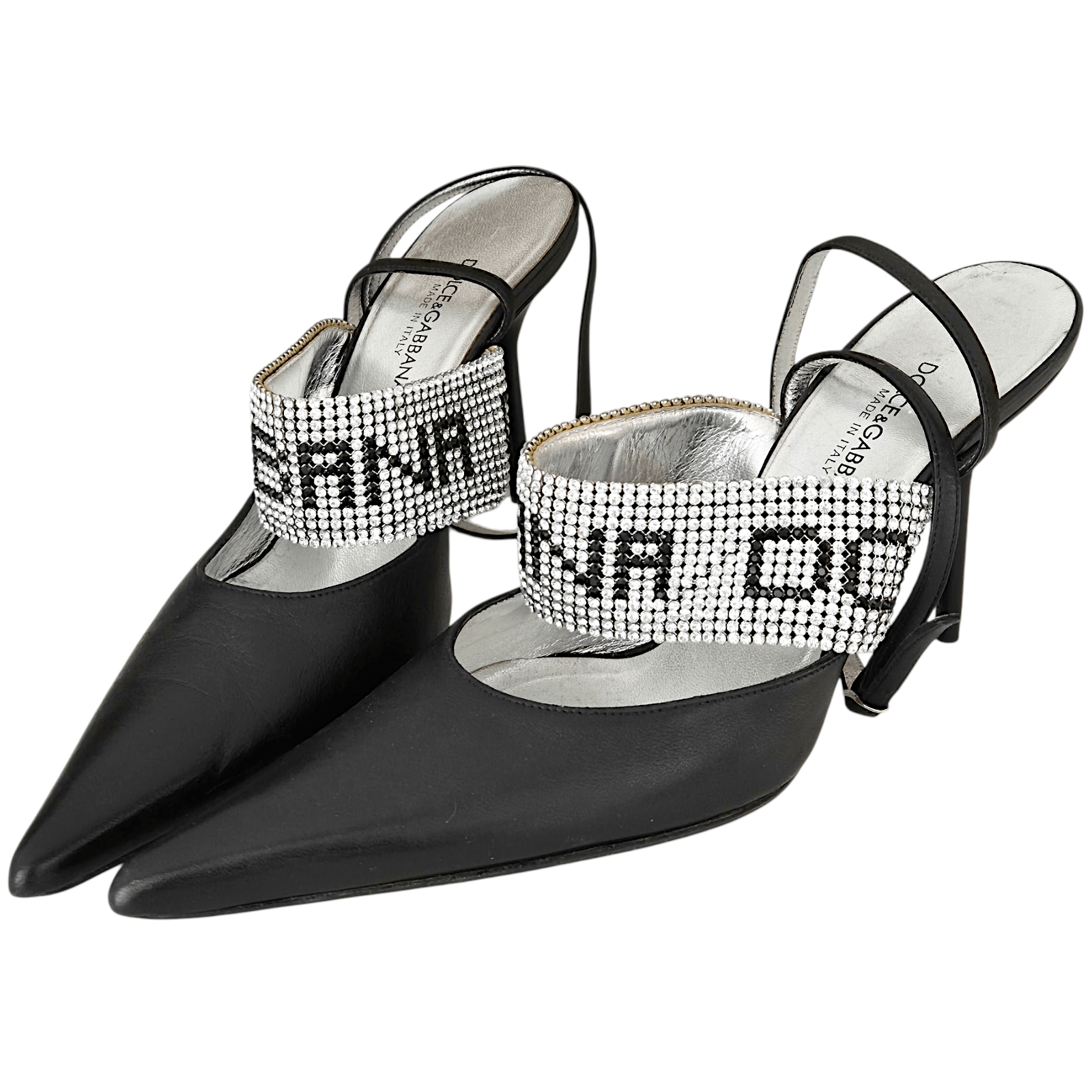 Dolce & Gabbana Black Leather Crystal Heels - 4.5UK - The Luxury VintageDolce & Gabbana Black Leather Crystal Heels - 4.5UKThe Luxury VintageDolce & Gabbana Black Leather Crystal Heels - 4.5UK