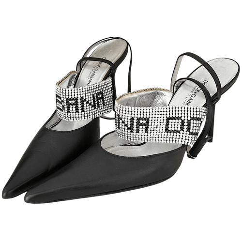 Dolce & Gabbana Black Leather Crystal Heels - 4.5UK - The Luxury VintageDolce & Gabbana Black Leather Crystal Heels - 4.5UKThe Luxury VintageDolce & Gabbana Black Leather Crystal Heels - 4.5UK